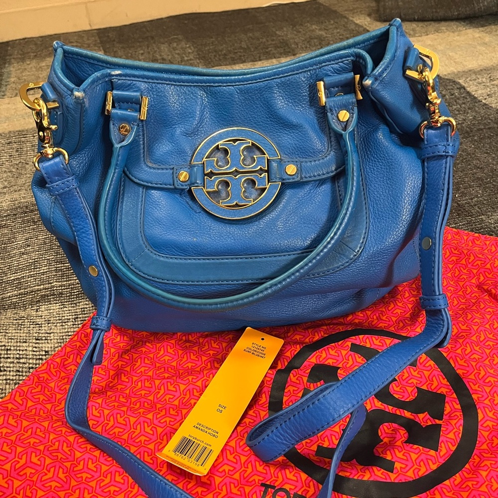 Tory Burch Authentic Amanda hobo, surf blue purse, satchel, Crossbody bag